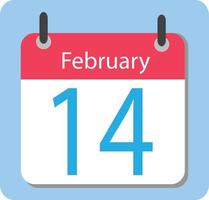 icône de calendrier plat saint valentin, 14 février. date d'amour. vecteur