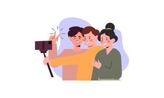 amis prenant un selfie. illustration de concept d'amitié et de jeunesse vecteur