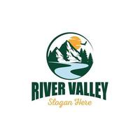 modèle de vecteur de conception de logo de montagne de rivière