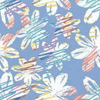 main abstraite sans soudure dessiner un motif de fleurs sur fond de papier bleu, carte de voeux ou tissu vecteur
