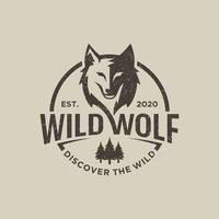 illustration vectorielle de loup sauvage vintage logo