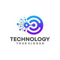 modèle de vecteur de conception de logo de technologie numérique coloré