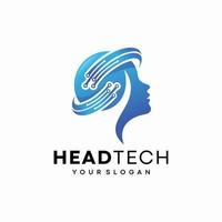 tête humaine vecteur de logo de technologie intelligente, type de logo artificiel humain de cerveau, vecteur d'icône, vecteur de logo de technologie intelligente