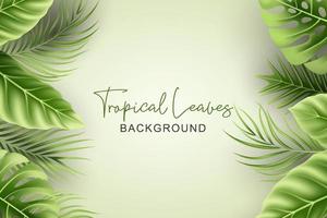 fond d'été avec des feuilles tropicales réalistes vecteur