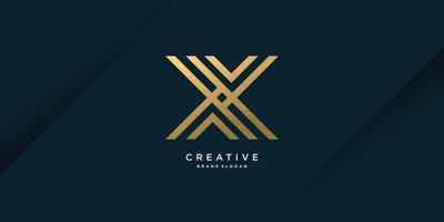 modèle de conception de logo lettre x avec concept d'art en ligne dorée vecteur premium partie 1