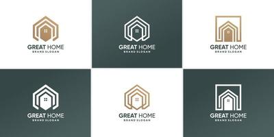 collection de logo de maison avec vecteur premium de style art géométrique moderne