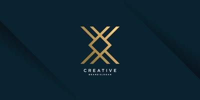 modèle de conception de logo lettre x avec concept d'art en ligne dorée vecteur premium partie 6