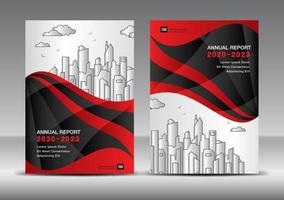 modèle de conception de couverture de rapport annuel idée créative vectorielle, modèle de couverture de brochure fond rouge et noir. vecteur