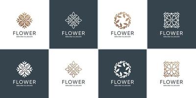 ensemble de modèle de logo de fleur avec vecteur premium de style créatif