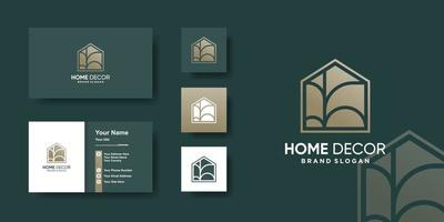 modèle de logo de maison avec vecteur premium de style de décoration d'art en ligne