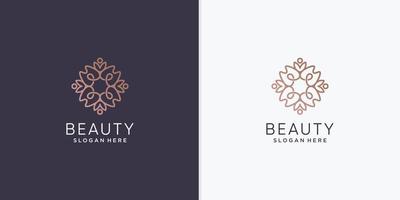 logo de fleur abstraite de beauté avec vecteur de style d'art en ligne créatif partie 3