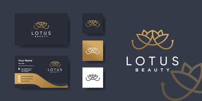 modèle de logo de lotus avec vecteur premium de style art ligne beauté