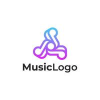 modèle de conception de logo de contour de ligne colorée de gradient de musique. logo de musique triple note