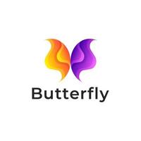 logo de couleur dégradé violet et orange papillon pour le logo cosmétique de beauté. vecteur