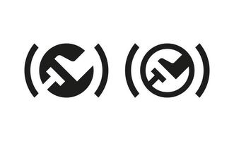 icône d'avertissement de pédale de frein de voiture. silhouette et logo original linéaire. symbole de signe de style de contour simple. illustration vectorielle isolée sur fond blanc. ep 10.