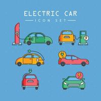 jeu d'icônes de voiture électrique vecteur