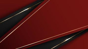 rayures noires et rouges abstraites avec des lignes dorées brillantes et un fond de luxe à effet d'éclairage vecteur