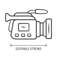 icône linéaire de caméra. caméscope. enregistrement vidéo, enregistrement vidéo. équipement professionnel du cinéma. illustration de la ligne mince. symbole de contour. dessin de contour isolé de vecteur. trait modifiable vecteur