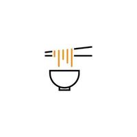 boulettes de viande et nouilles bakso délicieuses modernes ramen samyang restaurant bol baguettes cuillère logo. illustration de l'art vectoriel