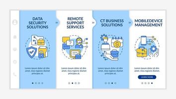 services informatiques pour le modèle d'intégration bleu et blanc des entreprises. site Web mobile réactif avec des icônes de concept linéaires. page Web pas à pas écrans en 5 étapes vecteur