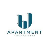 vecteur de conception de logo lettre u appartement. bon pour l'immobilier, la construction, l'appartement, le bâtiment, la maison et l'architecture