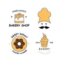 boulangerie rétro vintage, cupcakes et déserts logo badges et étiquettes vecteur de stock avec une petite touche moderne