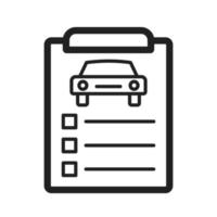icône de ligne de liste de contrôle des articles de voiture vecteur