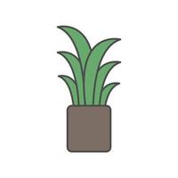 fleur, plante à feuilles en pot. style minimal de dessin animé vecteur