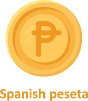 icône de vecteur isolé de pièce de monnaie de peseta espagnole qui peut facilement modifier ou éditer