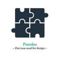 icône de puzzle dans un style plat branché isolé sur fond blanc. symboles de puzzle pour le site Web et la conception mobile. vecteur