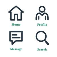 icône web isolé sur fond blanc. accueil, profil, messages, recherche de symboles d'applications Web et mobiles. illustration vectorielle vecteur