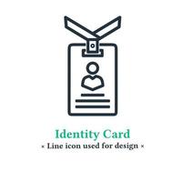 icône de carte d'identité de vecteur isolé sur fond blanc. symboles de carte d'identité, badges, infographies pour applications web et mobiles.