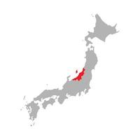 préfecture de niigata mise en évidence sur la carte du japon sur fond blanc vecteur