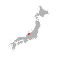 préfecture de toyama mise en évidence sur la carte du japon sur fond blanc vecteur