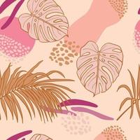 belle conception de modèle sans couture de branche de feuilles tropicales. feuilles tropicales, fond de motif floral harmonieux de feuille de monstera. illustration brésilienne à la mode. design printemps été pour la mode, les imprimés vecteur