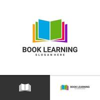 modèle vectoriel de logo de livre d'apprentissage, concepts de conception de logo de livre créatif