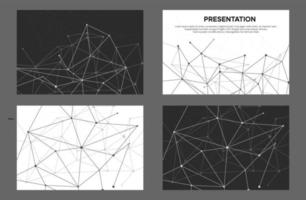 4 arrière-plans avec un design de ligne de plexus géométrique. mise en page de la couverture du portfolio.. vecteur