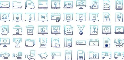 ensemble d'icônes de présentation et de bureau sur fond transparent vecteur