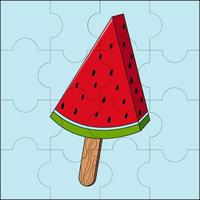 crème glacée à la pastèque adaptée à l'illustration vectorielle de puzzle pour enfants vecteur