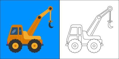 camion-grue adapté à l'illustration vectorielle de la page de coloriage pour enfants vecteur