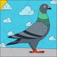 beau pigeon adapté à l'illustration vectorielle de puzzle pour enfants vecteur