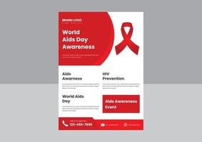 modèle de conception de flyer de la journée mondiale du sida. conception d'affiche de flyer de sensibilisation à la journée du sida. 1er décembre conception du flyer de la journée mondiale du sida. vecteur