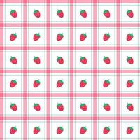 mignon fraise rouge fruit élément rouge vert bande rayé ligne inclinaison à carreaux plaid tartan buffle scott vichy modèle plat dessin vectoriel modèle sans couture imprimer fond mode tissu