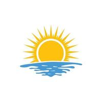 vecteur de modèle de conception d'icône de logo de plage de lever de soleil