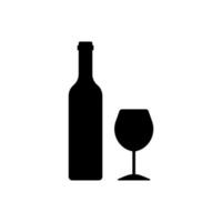 bouteille de vin et icône de silhouette noire en verre. verre à vin et pictogramme de glyphe de bouteille de vigne rouge dans le menu du restaurant. icône d'alcool de barre de décoration d'élégance. bouteille de vin bordelais. illustration vectorielle isolée. vecteur