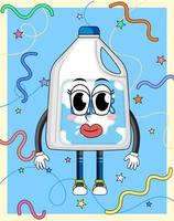 personnage de dessin animé drôle de bouteille de lait vecteur