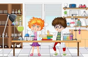 scène de laboratoire avec personnage de dessin animé scientifique