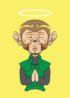 le singe en prière représente l'illustration vectorielle de dessin animé seigneur hanuman vecteur