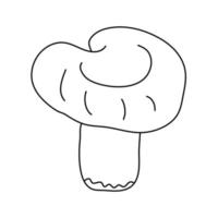 champignon russula dans un style doodle. contour isolé. vecteur