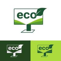 surveiller l'étiquette de la feuille écologique. logos de feuille verte écologie nature icône vecteur